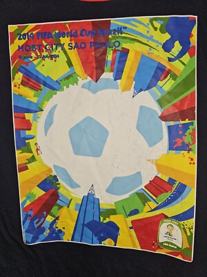 2014 FIFA World Cup Sao Paulo Brazil Medium Mens Blue Graphic Logo Tshirt