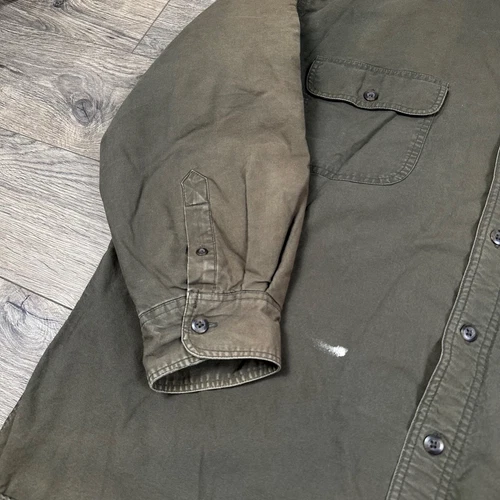 Vintage Stanley Flannel Lined Shirt Jacket Mens XL Button Pockets Olive Green image 5