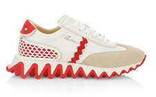 Christian Louboutin Loubishark Flat White Beige Suede Low Top Sneaker 42.5 9.5