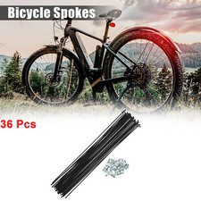 36 Pcs 14G J Bend 253mm x 2mm Bike Bicycle Spokes with Nipples Steel Black