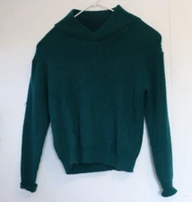 Vintage Strawbridge Clothier Sweater Mens L Cableknit Acrylic Cowl Neck Casual