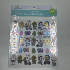 Debossed Foil Stickers - Bunnies  Chicks 35 Stickers Easter