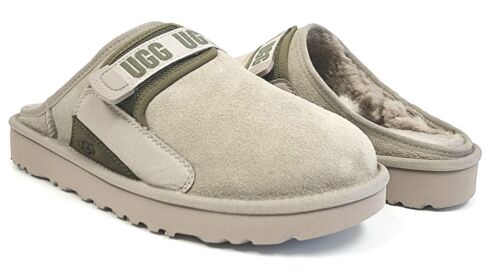 UGG Dune Slip-On Mens Suede & Sheepskin Slippers Shoes String Moss Green Size 11 - Afbeelding 1 van 5