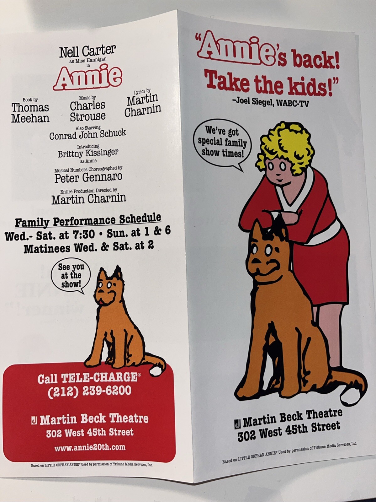 Annie’s Back Take The Kids Broadway Flyer 