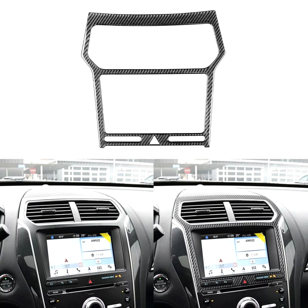 Real Carbon Fiber Console Navigation GPS Panel Cover For Ford Explorer 2013-2019