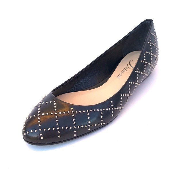 black and silver flat shoes