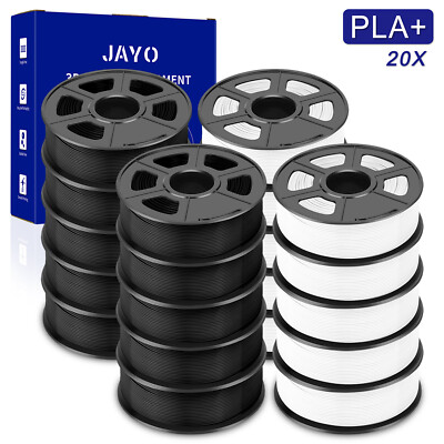 Bundle JAYO 20KG PLA+ Schwarz & Weiß 1,75mm 3D Filament 1,1KG Verstopfungsfrei