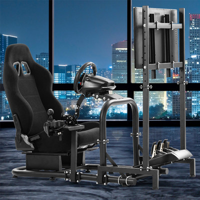 Hottoby G923 Sim Racing Cockpit &TV Stand&Seat Fit Logitech Thrustmaster Fanatec