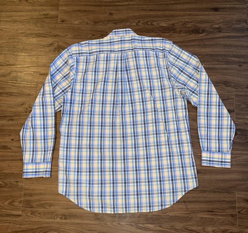 Vineyard Vines Shirt Mens Large Blue Yellow Plaid Slim Fit Whale Button Down - Picture 5 of 5
