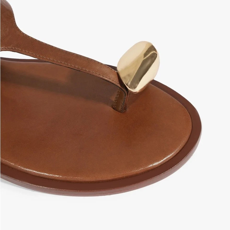 Sandalias Schutz Elysa Cuero Marrón Talla 8.5 Punta Abierta Tirantes Gladiador Informales Foto 3 de 4