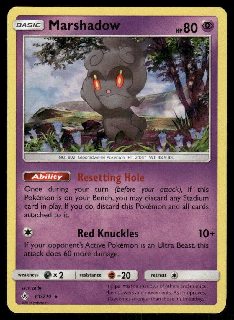 POKEMON MARSHADOW UNBROKEN BONDS 81/214 HOLO HOLO R LP