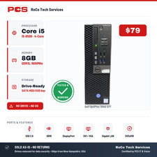Dell OptiPlex 3040 SFF Desktop i5-6500 4-Core 8GB No HDD No OS DVD-RW Dual Video