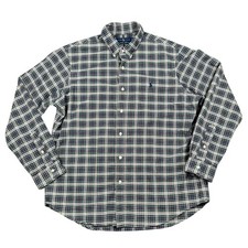 Polo Ralph Lauren Button Down Short Mens XL Classic Fit Green Navy Blue Plaid