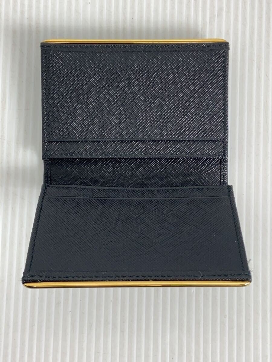 PRADA Card Case Leather Black Plain Men's thumbnail 4