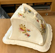 Imperial Bonn Ceramic Covered Butter Dish w/ Lid & Handle Floral White Multi