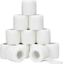 12 Rolls White Athletic Pre Wrap Tape,2 Inch x 5 Yards Self Adhesive Bandage