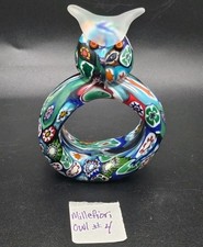 HTF Murano Italy Venetian KB Art Glass Blown Glass Millefiori Owl Napkin Ring #4