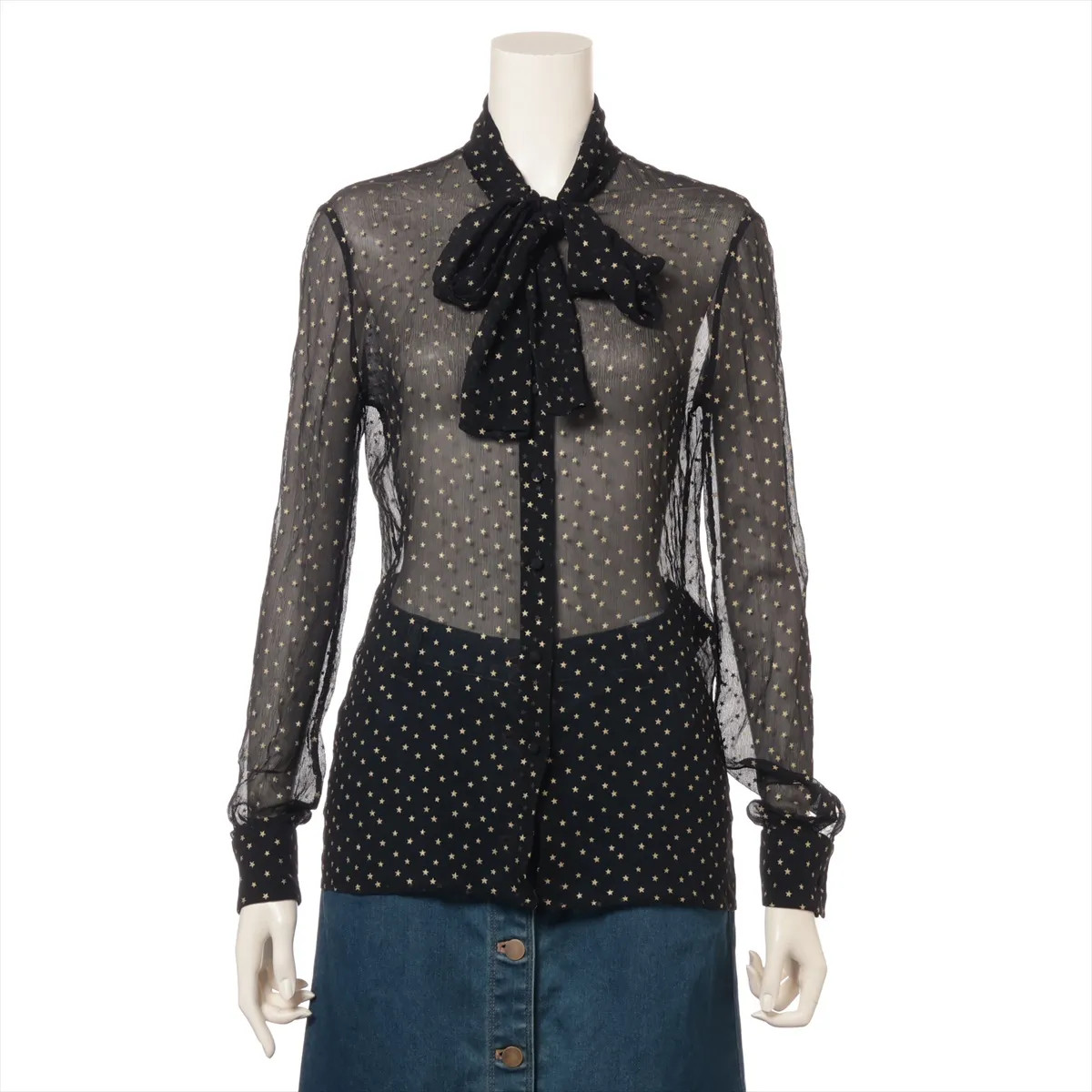 Camicetta Saint Laurent Paris 19 anni seta 36 donna nera 537946 stelle