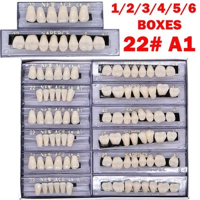 1-6 Box Dental Acrylic Resin Denture 22# A1 Full Set Teeth Upper Lower Shade HOT