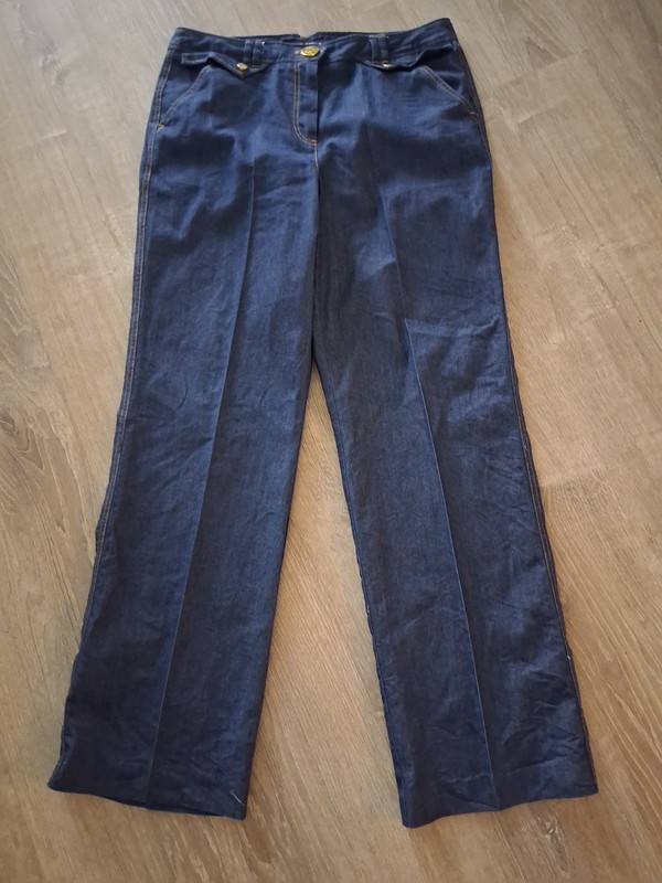 Larry Levine Denim Sailor Trousers Sz 10 Dark Wash Straight Jeans Lightweight