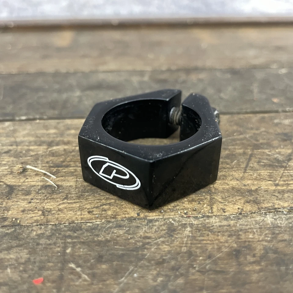 Abrazadera de tija de sillín BMX POwerlite 28,6 mm carpeta de poste OG Mid School 90s 00s negra Foto 2 de 4