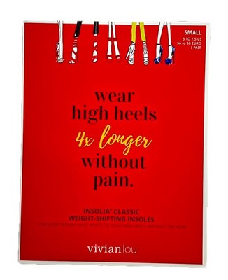 Vivian Lou Insolia Classic High Heel Weight Shifting Insoles Small New Open Box