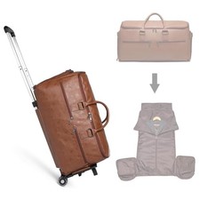  Rolling Garment Bag With Wheels - Overnight Carry On Suitcase Brown Fashion