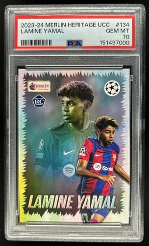 2023-24 Topps Merlin Heritage UEFA Lamine Yamal Rookie RC Young Guns #134 PSA 10