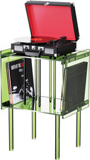 Acrylic Record Player Stand, with Vinyl Storage, Clear Acrylic Side Table, Gree