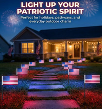 American Flag Pathway Lights - Red,White Blue Yard Glow for 250th Independence