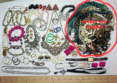 Junk Drawer Good Wearable & Broken Tangled Jewelry Lot - 3lbs 10oz
