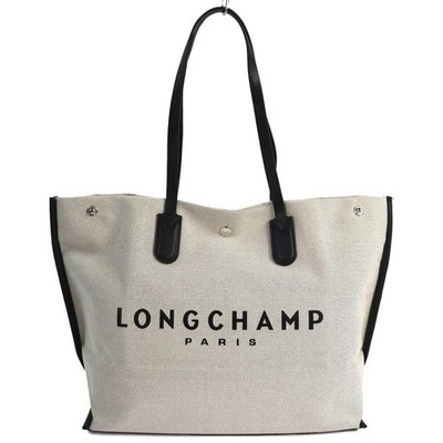 Longchamp Roseau Essentia Canvas Leather Shopping Bag Authentic