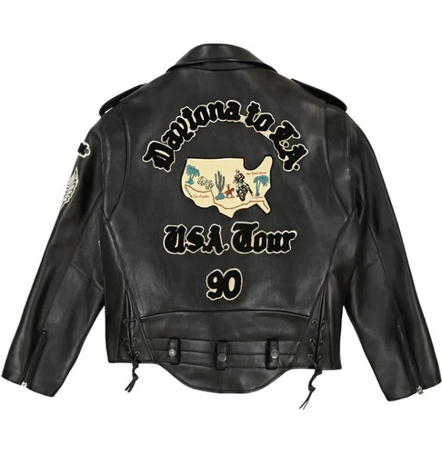 NEW Avirex Mens Daytona to L.A USA Black Tour 90s Motorcycle Leather Jacket NWT