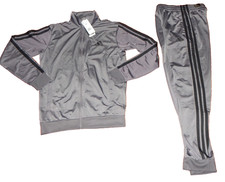Adidas 3 Stripe Jacket Top & Pants Track Suit Size S - Tall JI8856 Grey / Black