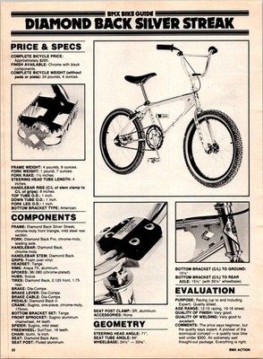 1983   Diamond Back Silver Streak Profile    1 Page Cut Out   1980s BMX FA.18
