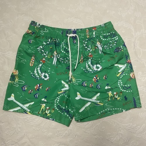 Polo Ralph Lauren hawaiana tropicale pantaloncino da bagno uomo nuovo senza etichette taglia L verde - Foto 1 di 12