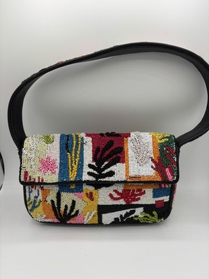 STAUD Multicolor Beaded Tommy Bag in good pre-owned condition!