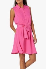 AMAZON ESSENTIALS WOMEN'S SLEEVELESS RELAXED-FIT DRESS - SIZE M- HOT PINK W Tag