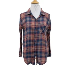 Rails Shirt Womens XS Extra Small Multi Jerrah Metallic Plaid Button Up Pocket