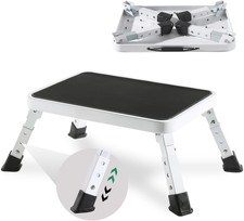 Adjustable Folding One Step Stools for Adults, Heavy Duty Metal Step Stool for K