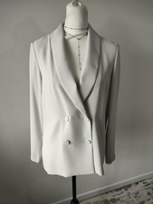 Bnwt River Island Womens Grey Blazer 8 Casual Oversized Long Sleeve Thin Summer 