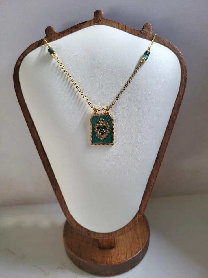 Collier "Trésor Sacré" Fait Main En Pierre Naturelle Turquoise D'Afrique - Photo 2/4