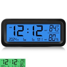 Car Dashboard Clock with Automatic Backlight, Temp Humidity Monitor, Solar