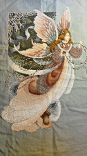 Lavender and Lace Cross Stitch Completed unframed Beaded FAIRY DREAMS