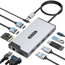 USB C Hub Multiport Adapter Triple Display Docking Station 4K 60Hz 100W PD