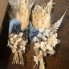 Mini Dried Flower Bouquets Pack of 4 Blue DriedFlower Bouquets Groomsmen and ...