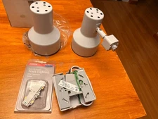 EDISON TRACK LIGHT WHITE SET OF 2 and misc lot