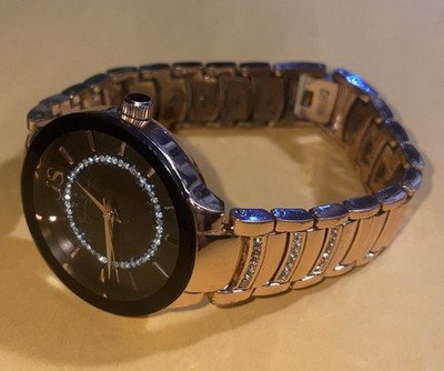 Jessica Simpson Watch Women Rose Gold Tone Crystal Bezel 36MM Case New Battery