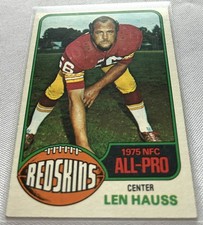 1976 Topps Football Len Hauss Washington Redskins 1975 NFC All-Pro #370
