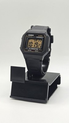 Casio W217H-9AV Classic Men's Digital Watch Easy Reader Matte Black Case Gold
